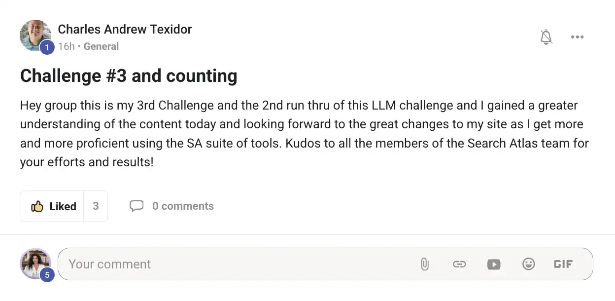 Charles Andrew Texidor Testimonial: Hey group this is my 3rd challenge and the 2nd run thru of this LLM Challenge and gainer a greater understanding of the content today