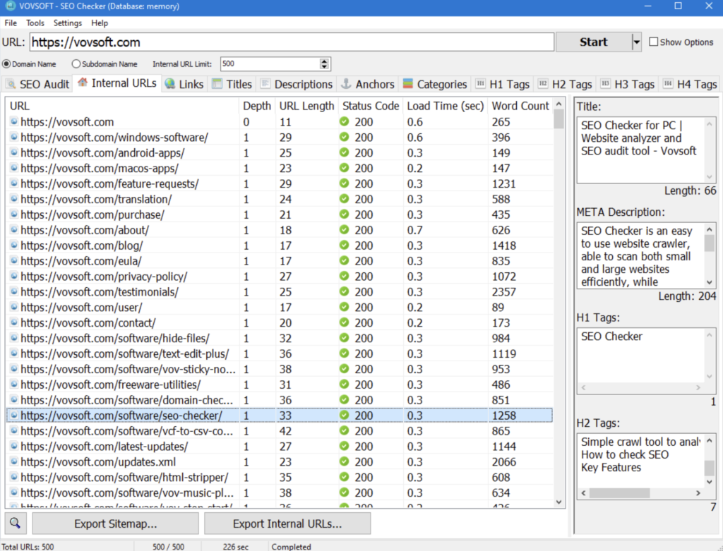 Vovsoft SEO Checker