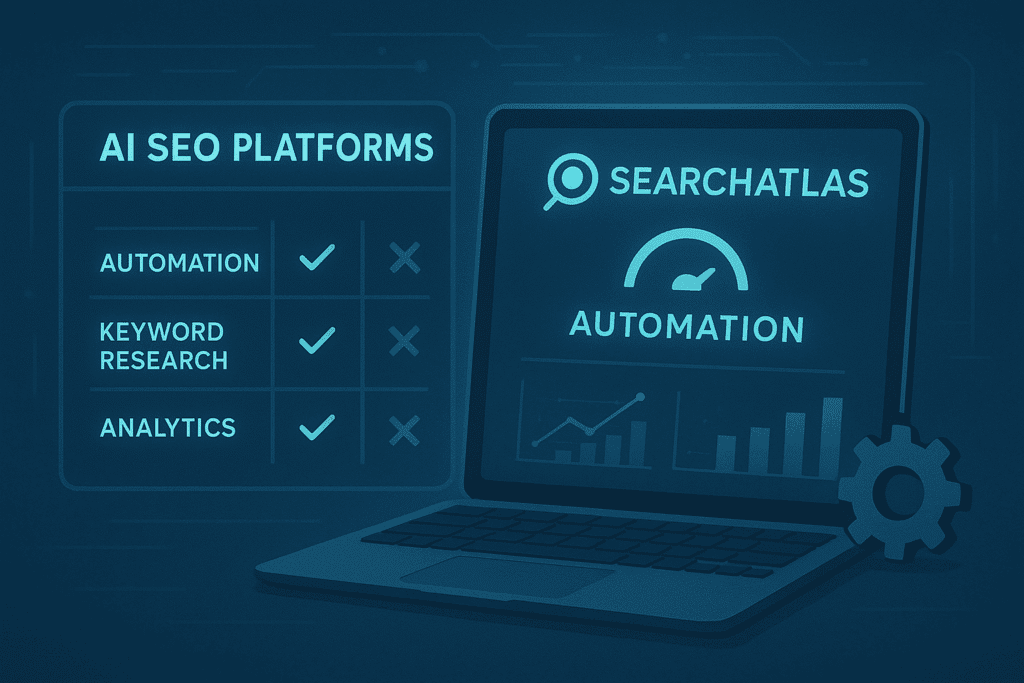 Comparative features of AI SEO platforms, focusing on SearchAtlas and its automation capabilities