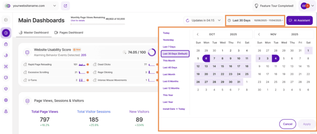 Advanced SEO software dashboard with analytics and calendar tools.